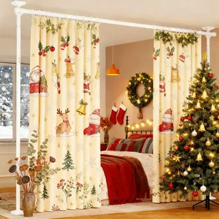 Yeabett Raumteiler-Stange – Raumtrennsystem ohne Bohren 122-305 cm (H) × 70-177 cm (B) verstellbar, robuste freistehende Raumteilwand zur Raumunterteilung, weiß