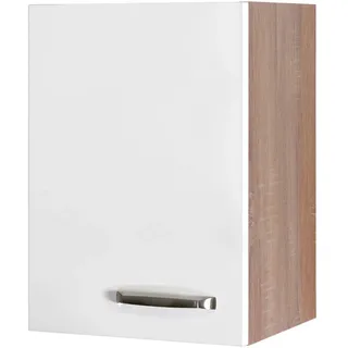FlexWell Küchenoberschrank , Sonoma Eiche, Weiß Hochglanz , Metall , 1 Fächer , einzeln stellbar , 40x54.8x32 cm , Made in Germany , individuell planbar, Zusatzausstattung erhältlich, hängend , Küchen, Küchenmöbel, Küchenschränke, Küchenoberschränke