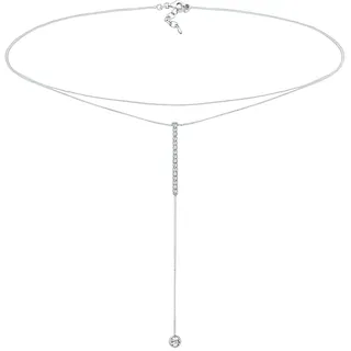 Elli Y-Kette Solitär mit Kristallen Weiß 925 Sterling Silber