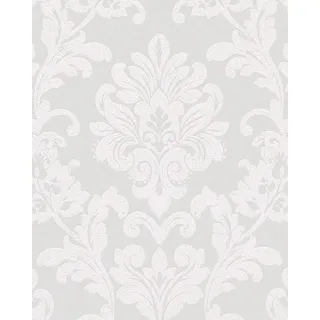 marburg Tapete Barock Weiß Floral und glänzend Vliestapete für Wohnzimmer Schlafzimmer Küche 10,05 x 0,53m