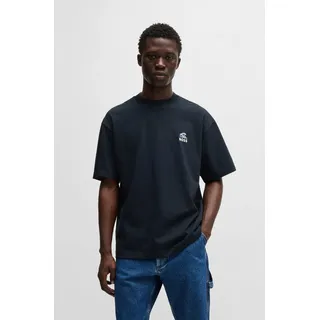 T-Shirt BOSS ORANGE "Te numbers", Herren, Gr. XXL, blau (dunkelblau404), Single Jersey, Obermaterial: 100% Baumwolle, bedruckt, unifarben, regular fit, Rundhals, eingesetzt normaler Saum, Shirts T-Shirt, mit großem Aufdruck hinten