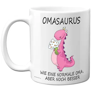 Omasaurus Tasse Oma Geschenk – Lustige Geschenke für Oma zum Geburtstag oder Weihnachten – 11oz Kaffeetasse Keramik, Spülmaschinen- & Mikrowellengeeignet, Geschenkidee von Enkel Enkelin