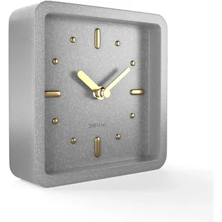 Driini Moderne Mid Century Schreibtisch- und Tischuhr Analog (Beton mit Gold) – batteriebetrieben mit geräuschlosem Sweep-Uhrwerk – kleine quadratische Tischuhren für Kaminsims, Nachttisch