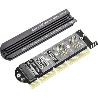 ELUTENG M.2 PCIe X4 NVMe Adapter, Aluminium-Kühlkörper-Lösung, NVMe PCI-Express SSD Erweiterungskarte unterstützt PCIE 3.0 4.0 und X4 X8 Steckplätze für M Key/B&M Key 2230 2242 2260 2280 SSD