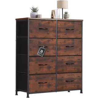 Sweetcrispy Kommode mit Stoff-Schubladen, Sideboard mit 8 Stoff-Schubladen, Schubladenschrank, Organisationsmöbel für Küche, Büro, Flur, TV-Schrank mit Schubladen