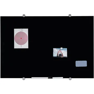 Bi-Office Flow Magnettafel aus Glas, trocken abwischbar, Farbe schwarz, 60 x 45 cm