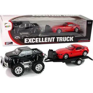 Fahrzeugset: Schwarzer Monstertruck, weißer Abschleppwagen (58 cm) - Schwarz