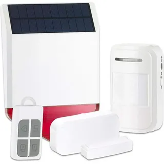 VisorTech Solar-Funk-Alarmalage XMD-4400.Easy 110dB 5-tlg Starter-Set mit Sensoren und Bewegungsmelder