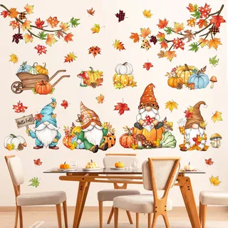 decalmile Wandtattoo Baum Ast Ahornblätter Wandaufkleber Herbst Zwerge Blätter Wandsticker Schlafzimmer Wohnzimmer Babyzimmer Wanddeko