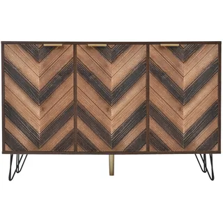 Flieks Sideboard 3 Türen Massivholz Furnier Gold Stauraum modern , Naturfarben , Holzwerkstoff , 38x76.5x120 cm , Kleinmöbel, Kommoden, Sideboards