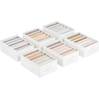 SONGMICS Kleiderschrank-Organizer 6er Set, Aufbewahrungsbox 6 Fächer, Schubladen-Ordnungssystem, Ordnungsboxen faltbar, 42 x 30 x 17 cm, für Hosen, Kleidung, wolkenweiß RUS009W03