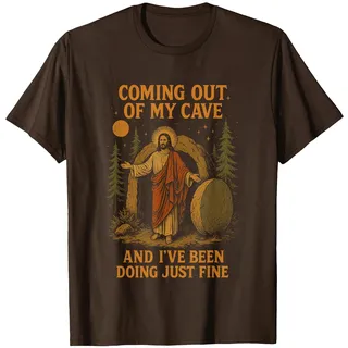 Ich komme aus meiner Höhle und es geht Mir gut, Jesus T-Shirt, Herren, Braun, S