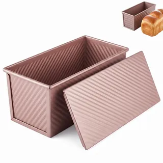 INNAL Toastbrot Backform mit Deckel Kohlenstoffstahl für Brot Toast | Toastbrotform Roségold Kastenform mit Deckel Toast Backform für Sandwiches Gebäck