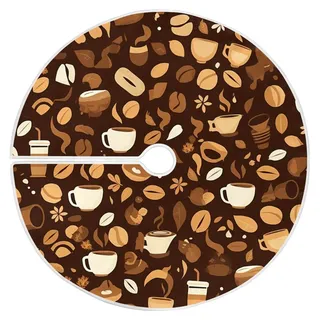 Runder Weihnachtsbaumrock mit Kaffee- und Bohnenmotiv, 120 cm Durchmesser