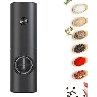 Elektrische Pfeffermühle, Gewürzmühle Salzmühle | Batteriebetrieben | LED Licht | Einstellbare Feinheit | Geeignet für Paprika, Gewürze, Kreuzkümmel(Schwarz)