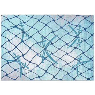 Sansibar Keitum 005 Webteppich 130 x 190 cm Blau/Türkis