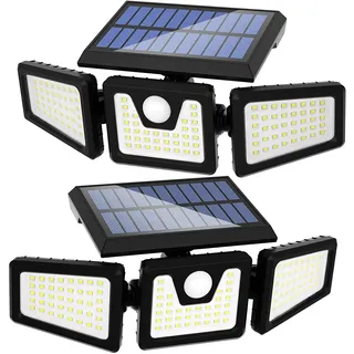 FLOWood 118LED Solarlampen für Außen, IP65 Bewegungsmelder, Drehbare Solar Gartenleuchten, Super Helle Außenwandleuchten Garten 2 Stück