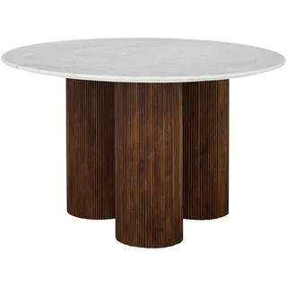 Mid.you Esstisch , Braun, Naturfarben , Holz, Stein , Mangoholz , vollmassiv , Holz , rund , rund , 130x76x130 cm , Esszimmer, Esstische, Esstische rund