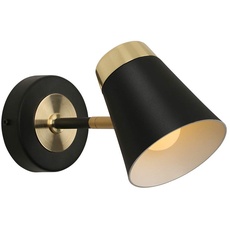 Aisilan Wandlampe Schwarz und Gold Wandstrahler Schwenkbar Wandleuchte Innen mit E14 LED Leuchtmittel Wandspot für Wohnzimmer, Küche, Schlafzimmer