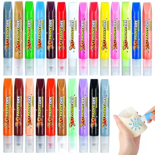 XSHAO® 24 Stück Kerzenstifte, 24 Farben 10ml Kerzen Bemalen Set Wachsstifte für Kerzen Candle Pen für DIY Malerei, Keramikmalerei, Kerzenmalerei
