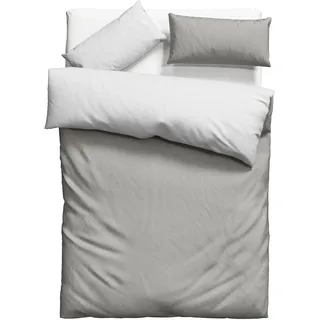 MY HOME Bettwäsche MY HOME "Desner2", grau (grau, silber), B/L: 135cm x 200cm, 1 Stk., 1 Stk., Microfaser, B/L: 80cm x 40cm, 2, Microfaser, Obermaterial: 100% Polyester, Bettwäsche, Bettwäsche, Premium Qualität, sehr weich, uni, ab 135x200 cm