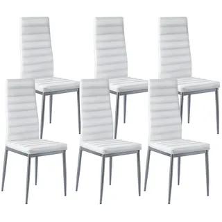 Vevor Esszimmerstuhl Leder weiß 6er Set
