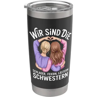 Wir Sind Die Schlager Feiern Lästern Schwestern Freundinnen Doppelwandiger Edelstahl-Thermobecher