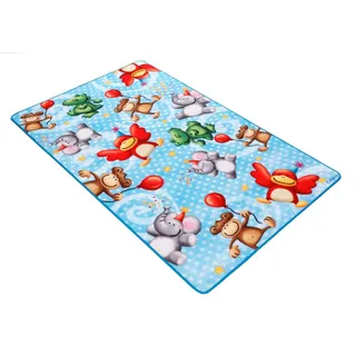 Böing Carpet Kinderteppich »Lovely Kids LK-4 Affen«, rechteckig, 2 mm Höhe, Motiv Zootiere, Kinderzimmer, blau