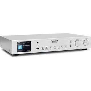 TechniSat DIGITRADIO 143 (V3) – HiFi-Tuner Internetradio (DAB+ Digital-Radio, Bluetooth-Audio-Streaming, Spotify Connect, Wurfantenne, Fernbedienung, Breite 43,5 cm) Silber