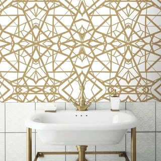SHATTER GEOMETRIC WHITE/GOLD PEEL & STICK WALLPAPER