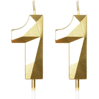 Geburtstagskerzen Zahlen 11, Geburtstag Kerzen, 5cm Gold Kerzen Geburtstag, Tortendeko Geburtstag, Geburtstagskerzen für Geburtstagsdeko, Nummer 11