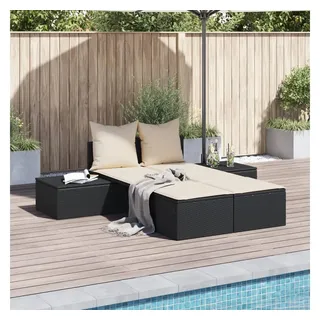 vidaXL Doppel-Sonnenliege 115 x 58 x 30 cm Schwarz