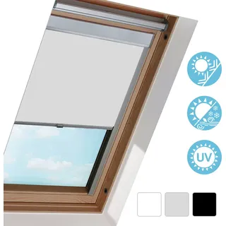 Jopassy Verdunkelungsrollo Dachfensterrollo Dachfenster Sonnenschutz 100% Verdunkelung Thermorollo Fenstersysteme Dachfenster F06 für Velux - Silber