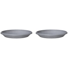 Scheurich 58946 Untersetzer aus Kunststoff,Granite Grey,24 cm Durchmesser,3,5 cm hoch (Packung mit 2)