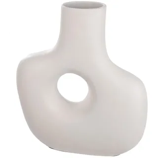 Casablanca bauchige Deko Vase aus Aluminium - Blumenvase Moderne Lochvase Deko Wohnzimmer Tischdeko - Fabe: Creme Höhe 30 cm