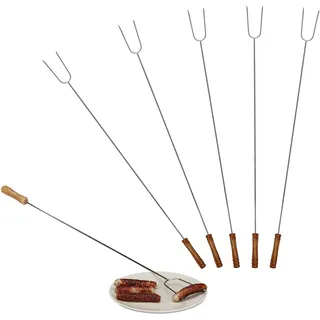 Relaxdays Grillspieß 80 cm Edelstahl Silber