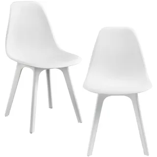 [en.casa] Esszimmerstuhl Kunststoff weiß 2er Set