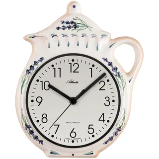 Atlanta Küchenuhr 6025, Landhaus, Keramik, Kanne mit Lavendel - Beige, Braun, Weiß, Schwarz