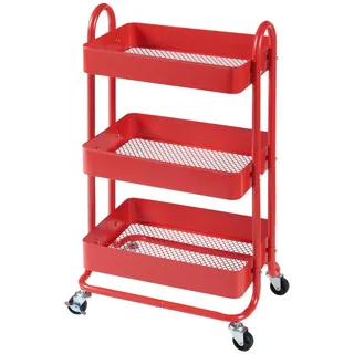 [en.casa] Küchenrollwagen Pyhäntä mit 3 Ebenen Rot [en.casa]