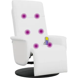 vidaXL Massagesessel mit Fußteil Weiß Kunstleder - Weiß