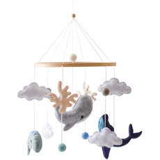 Mobile Baby Windspiele, Meerestiere Bettglocke aus Filz Babybett Bettglocke Anhänger Mobile Babyzimmer Deko Neugeborenen Geschenk für Baby Jungen und Mädchen