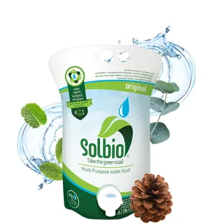 Solbio Original Sanitärflüssigkeit für Campingtoilette 1,6l 100% Bio & Vegan - Biologisch abbaubarer Sanitärzusatz mit Duft von Eukalyptus, Kiefer und Minze