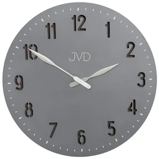 Moderne Wanduhr HC39.3 Grau 50 cm mit geräuscharmem Quarzwerk und ausgesägten arabischen Ziffern - Grau, Weiß