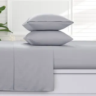 Tribeca Living Bettwäsche-Set für Doppelbett, 170 g/m2, Flanell, extra tief, Hellgrau