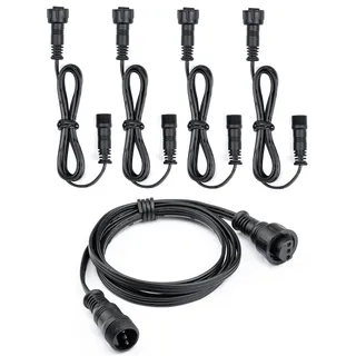 HIBOITEC 5 Stück 3 Pin Verlängerungskabel 1M IP67 Wasserdicht, für Terrassenbeleuchtung, Terrassen Einbaustrahler LED Aussen, für 10er Set LED Einbaustrahler mit Fernbedienung & RGB Einbaustrahler