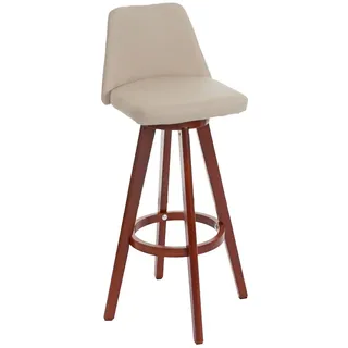 Mendler Barhocker HWC-C43, Barstuhl Tresenhocker, Holz Kunstleder drehbar creme