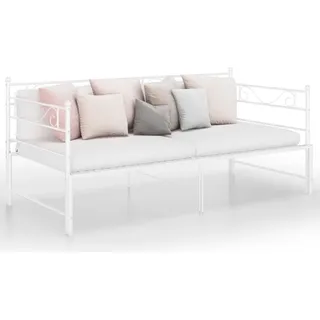 Best Möbel Bettrahmen inkl. Lattenrost - Tagesbett Ausziehbar Weiß Metall 90x200 cm - Klassische Betten CL9582613 1parcel - Weiß