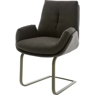 DeLife Freischwinger Clea-Flex Materialmix Schwarz Freischwinger flach Effektfinish Titan, Esszimmerstühle