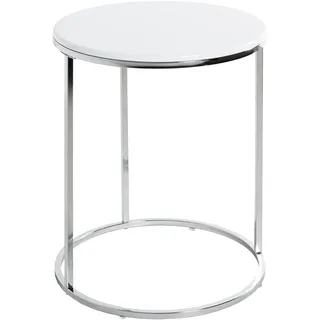 Haku-Möbel HAKU Beistelltisch rund Chrom weiß MDF Metall runder Couchtisch - Maße: H 50 x Ø 40 cm Style: Modern