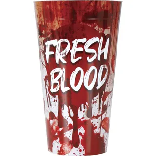 FIESTAS GUIRCA | Fresh Blood Becher wiederverwendbar (9x16 cm) - Tischdekoration für Halloween und Kostümpartys - Ideal für Feiern und Events - Rot